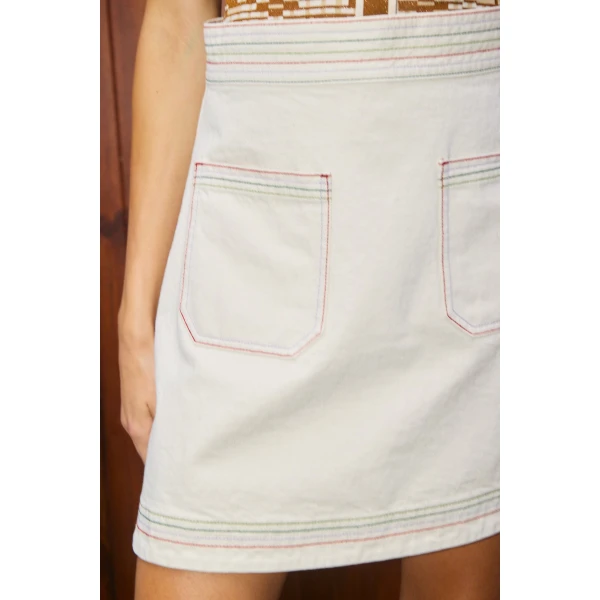 Alemais Contemporary Wardrobe Skirt Norma Denim Mini Skirt — designer powerwear from Luxury Shoes 