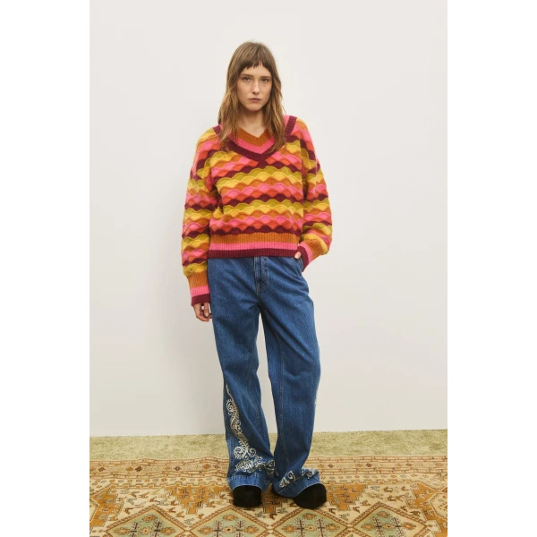 Alemais Contemporary Wardrobe TopKnitwear Rocco V Neck Sweater — designer powerwear from Luxury Shoes 