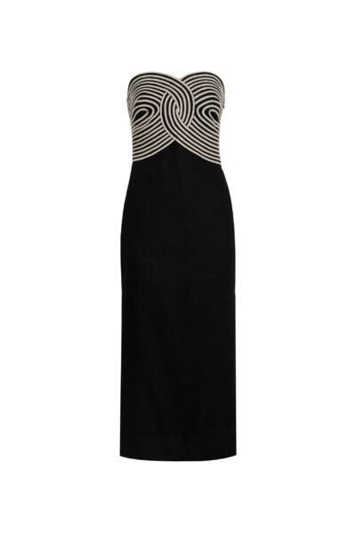 Andres Otalora luxury designer Dress with bold silhouette in linen