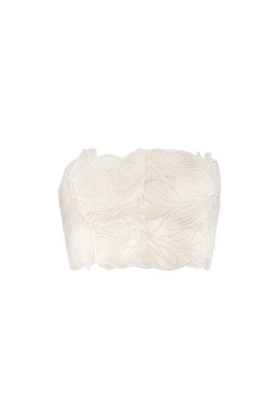 Andres Otalora luxury designer Top with bold silhouette in linen