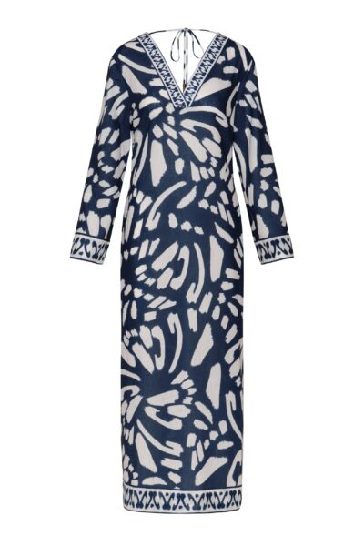 Andres Otalora luxury designer Dress with bold silhouette in linen