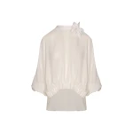 Andres Otalora Colombian Designer Top - Luxury Womenswear Andres Otalora luxury designer Top with bold silhouette in linen