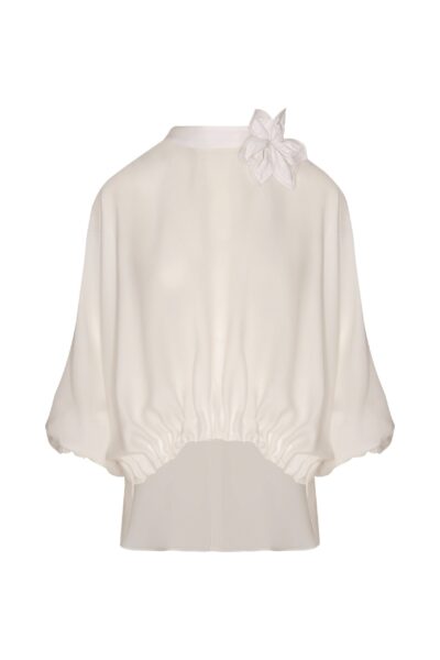 Andres Otalora luxury designer Top with bold silhouette in linen