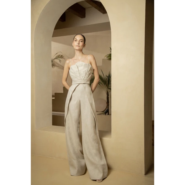Andres Otalora luxury designer Pant with bold silhouette in linen