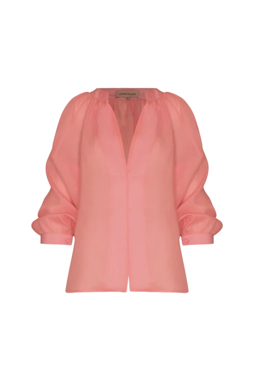 Andres Otalora Colombian Designer Top - Luxury Womenswear Andres Otalora luxury designer Top with bold silhouette in linen