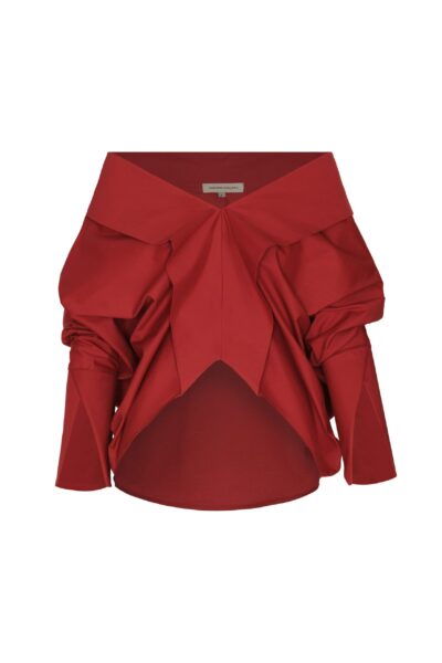 Andres Otalora luxury designer Top with bold silhouette in linen