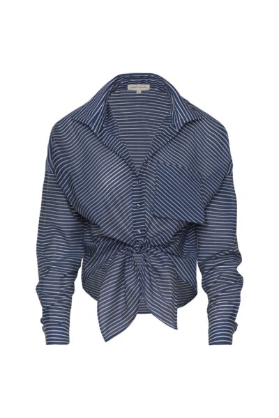 Andres Otalora luxury designer Top with bold silhouette in linen