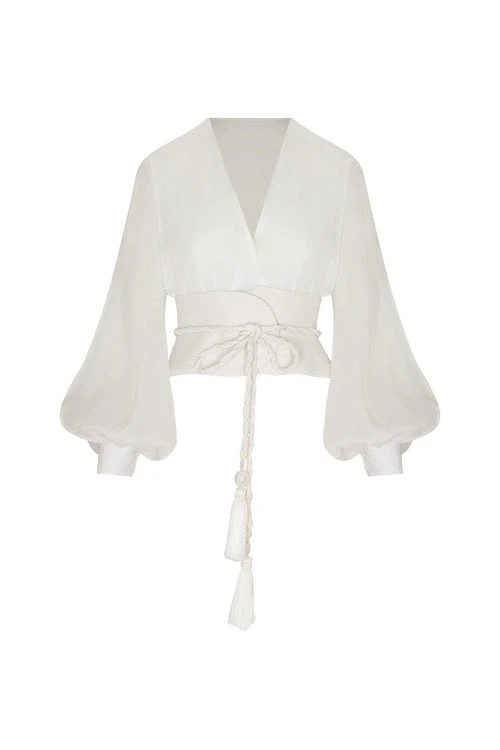 Andres Otalora Colombian Designer Top - Luxury Womenswear Andres Otalora luxury designer Top with bold silhouette in linen