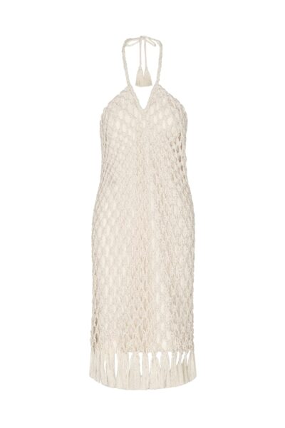 Andres Otalora luxury designer Dress with bold silhouette in linen