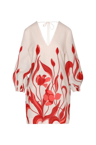 Andres Otalora luxury designer Dress with bold silhouette in linen