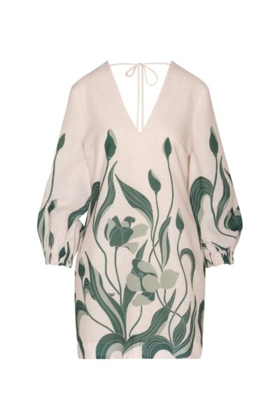 Andres Otalora luxury designer Dress with bold silhouette in linen