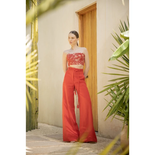 Andres Otalora luxury designer Pant with bold silhouette in linen