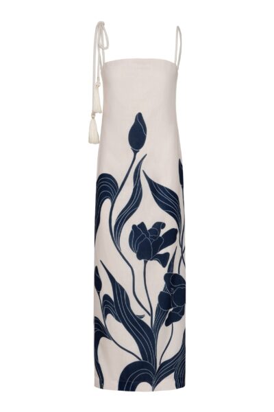 Andres Otalora luxury designer Dress with bold silhouette in linen