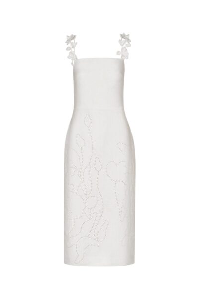 Andres Otalora luxury designer Dress with bold silhouette in linen