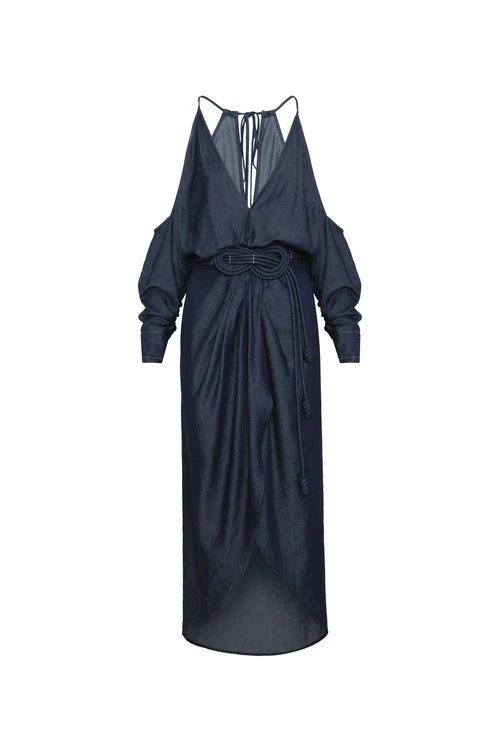 Andres Otalora Colombian Designer Dress - Luxury Womenswear Andres Otalora luxury designer Dress with bold silhouette in linen