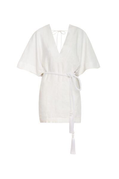 Andres Otalora luxury designer Dress with bold silhouette in linen