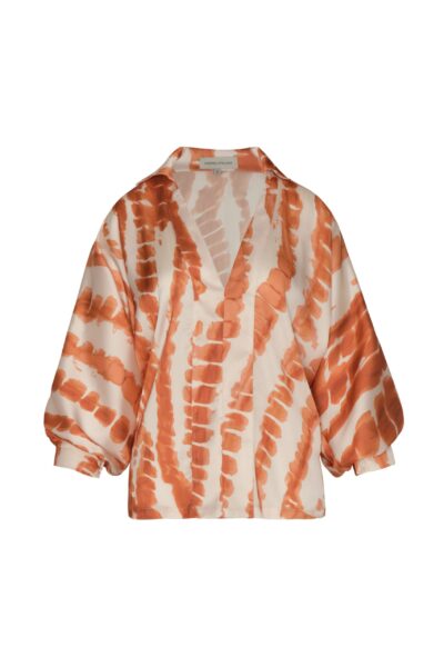 Andres Otalora luxury designer Top with bold silhouette in linen