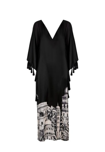 Andres Otalora luxury designer Dress with bold silhouette in linen