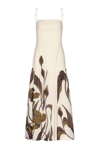 Andres Otalora luxury designer Dress with bold silhouette in linen