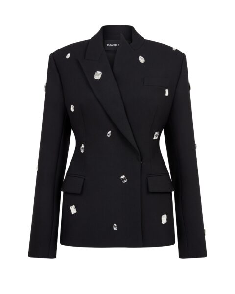 David Koma Allover Crystal Embroidered Tailored Jacket