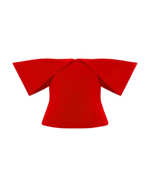 David Koma Off Shoulder Sculptured Corset Top In Red