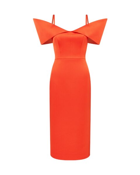 David Koma Structured Open Shoulder Midi Dress