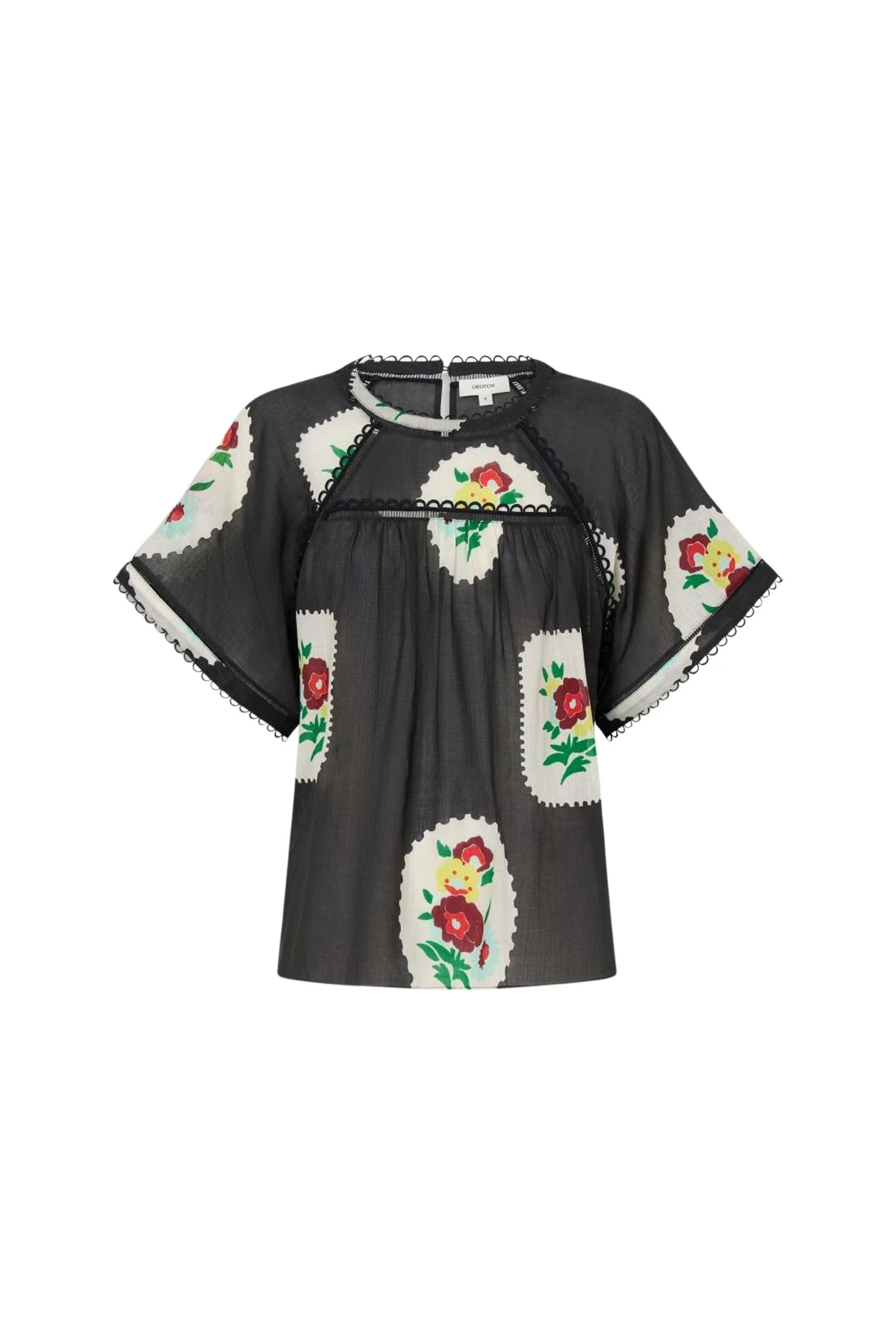 Oroton-Folk-Doilie-Print-Top49687_nobg Oroton Tops luxury Clothing from Luxury Handbags Marketplace