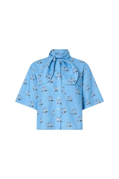 Oroton-Marine-Yacht-Tie-Neck-Shirt52570_nobg Oroton Tops luxury Clothing from Luxury Handbags Marketplace