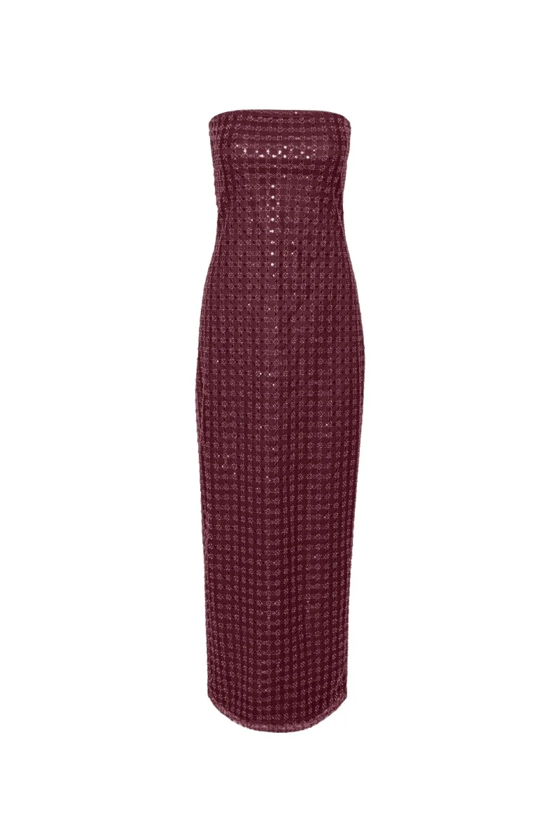 Rotate-Birger-Christensen-Beaded-Maxi-Tube-Dress-Bordeaux-dress-coveti-2025-840833_nobg Rotate Red Dress luxury Clothing from Luxury Handbags Marketplace