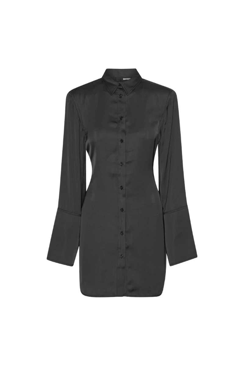 Rotate-Birger-Christensen-Satin-Tie-Shirt-Dress-Black-dress-coveti-2025-826992_nobg Rotate Black Dress luxury Clothing from Luxury Handbags Marketplace