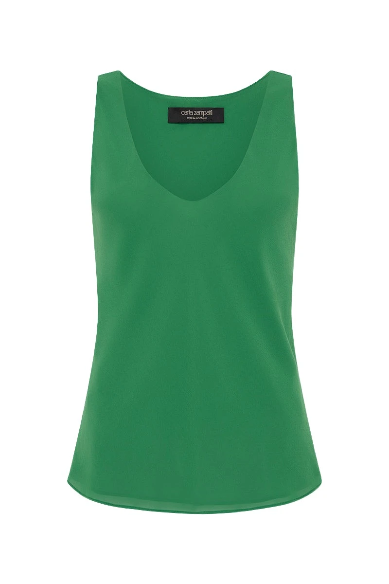 Carla-Zampatti-Jade-Georgette-Scoop-Neck-Cami82323_nobg Carla Zampatti Tops luxury Clothing from Luxury Handbags Marketplace