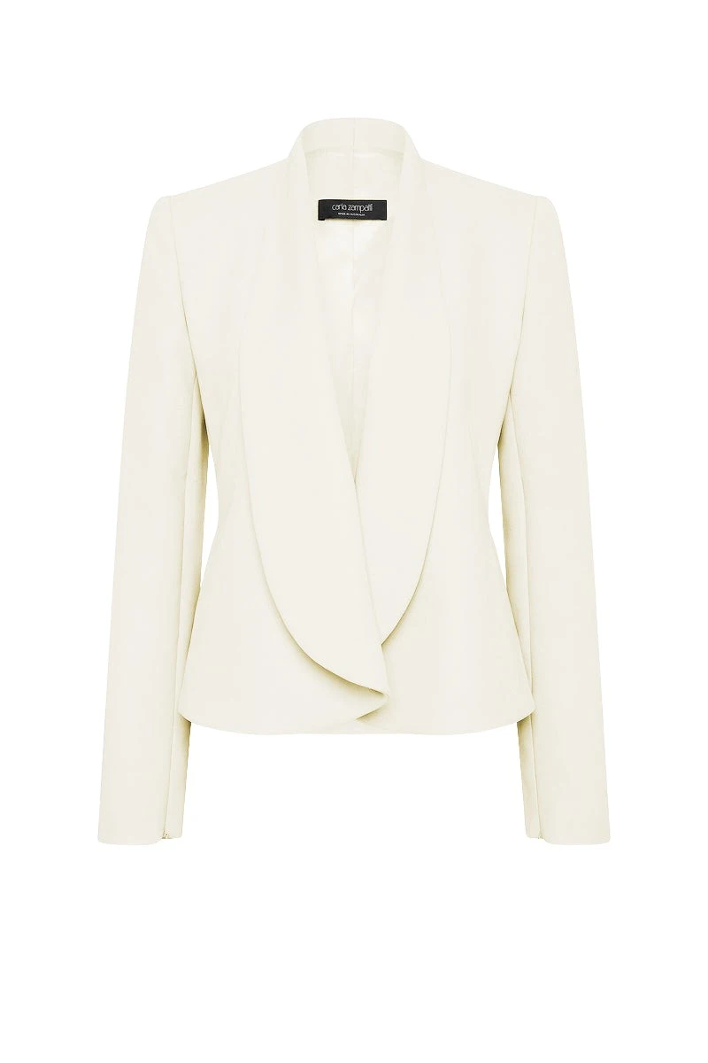 Carla-Zampatti-White-Shawl-Collar-Jacket95326_nobg Carla Zampatti Jackets luxury Clothing from Luxury Handbags Marketplace