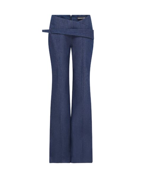 David Koma Asymmetric Waist Detail Denim Trousers