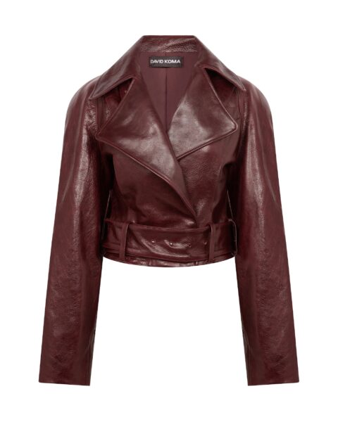 David Koma Boxy Cropped Leather Jacket
