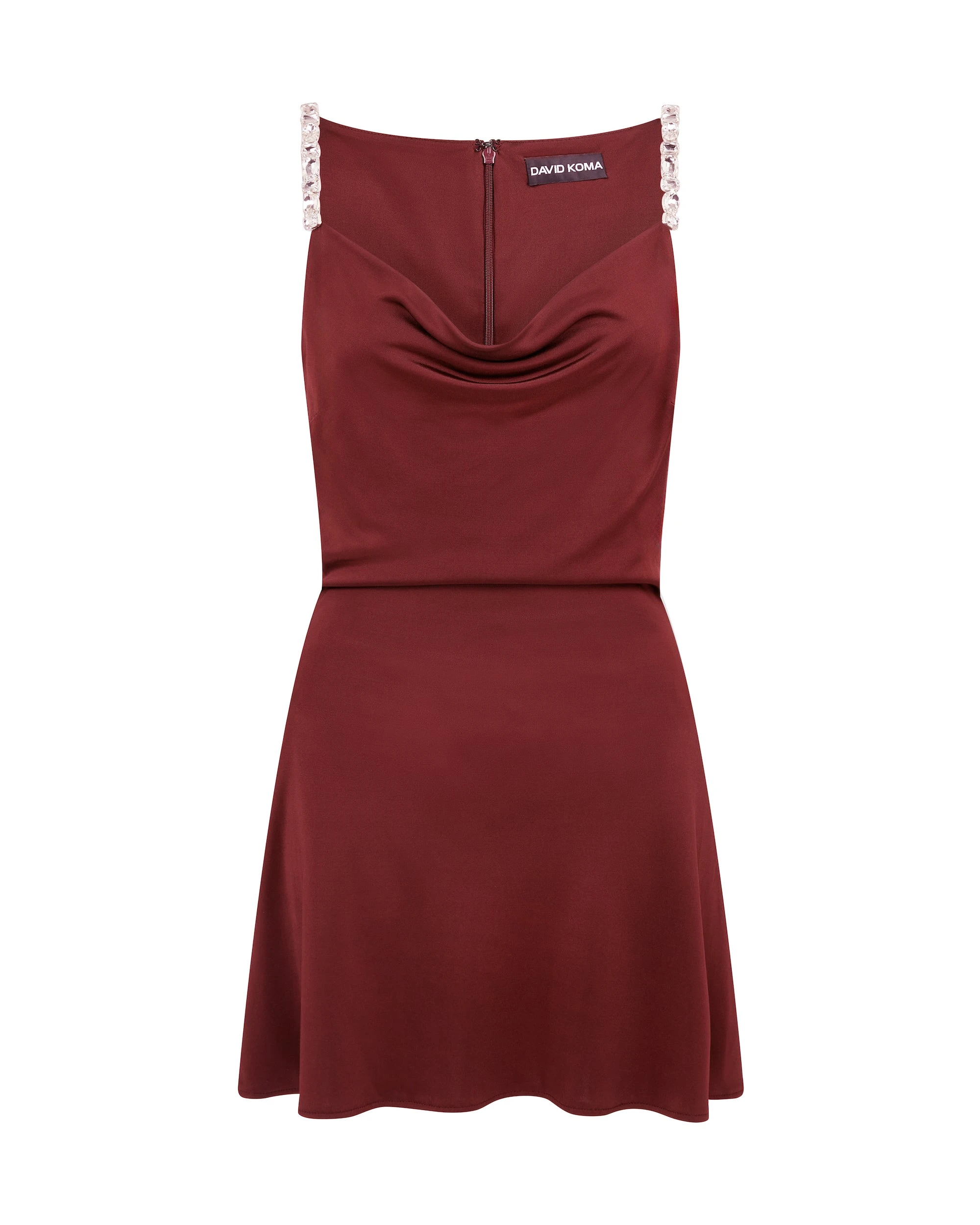 David Koma Crystal Embroidered Straps And Cowl Mini Dress David Koma Crystal Embroidered Straps And Cowl Mini Dress