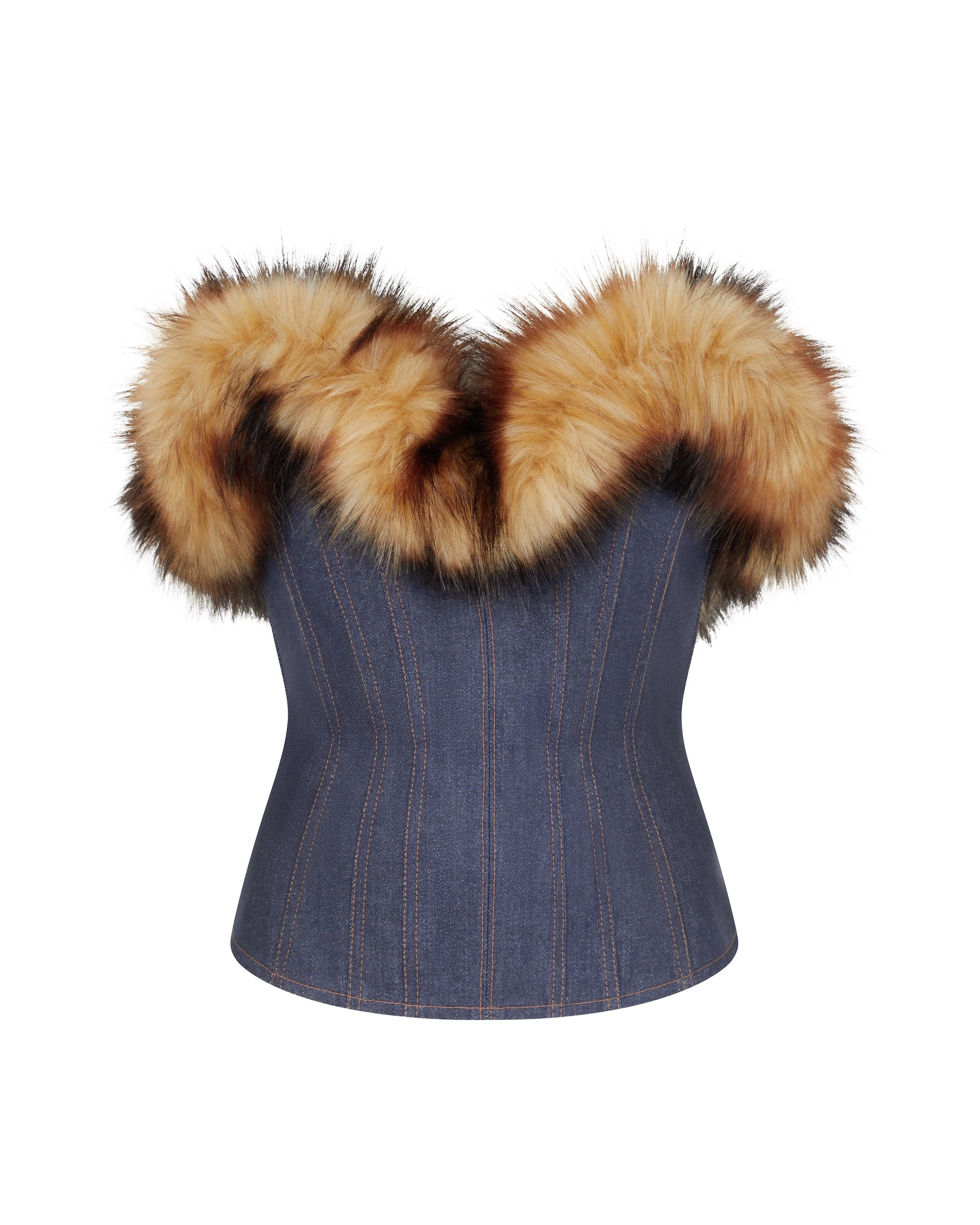 David Koma Detachable Faux-Fur Trim Corset Top David Koma Detachable Faux-Fur Trim Corset Top