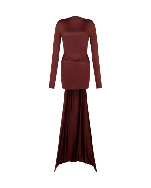 David Koma Gather Detail And Train Mini Dress