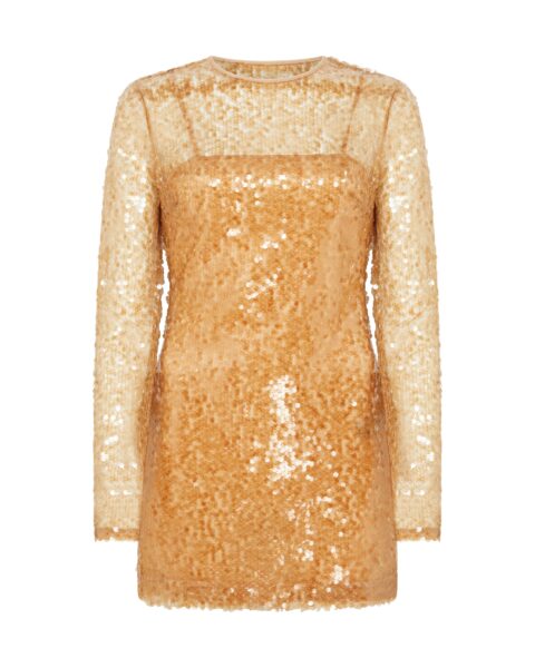David Koma Long Sleeve Mini Sequin Dress