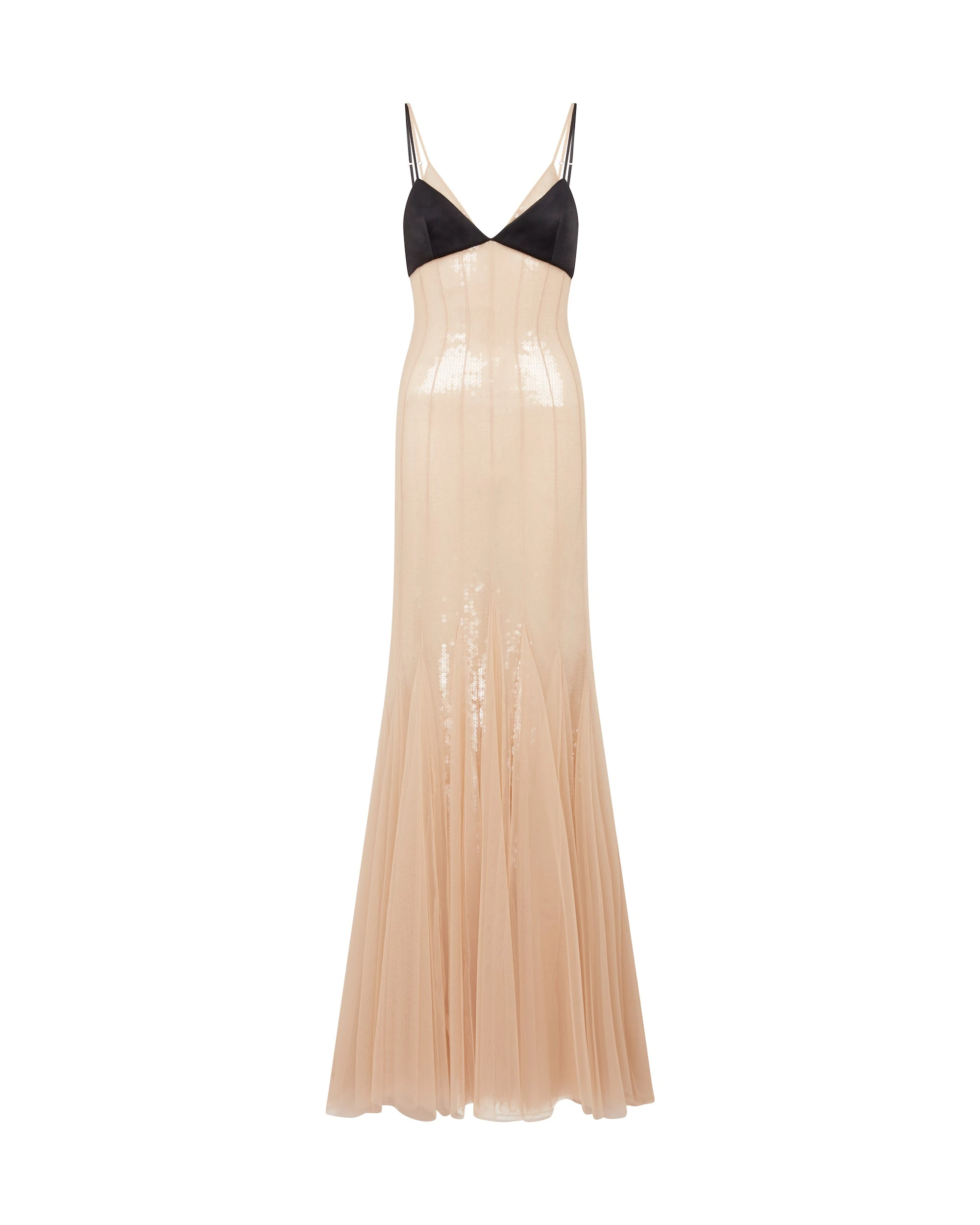 David Koma Satin Bra And Sequin Underlay Tulle Gown David Koma Satin Bra And Sequin Underlay Tulle Gown