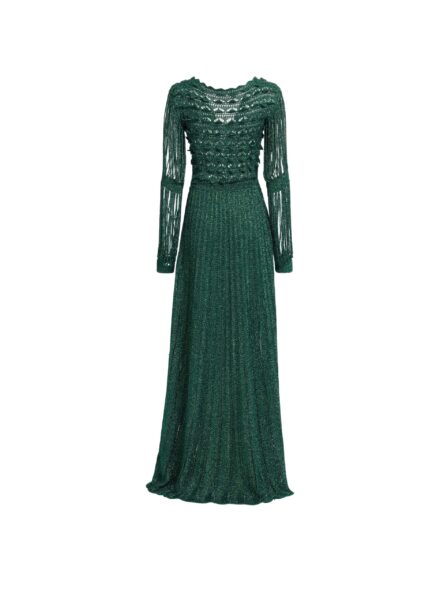 Elie Saab Absinthe Green Crochet Dress in Green featuring Scoop Neck – Luxury Designer Fashion at Luxury Shoes .
