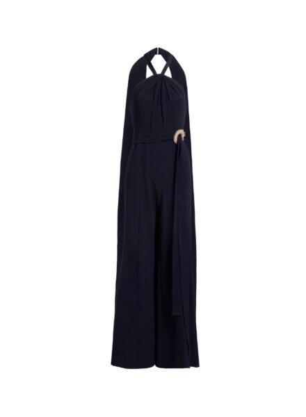 Elie Saab Crystal Embellished Cady Jumpsuit in Black featuring Crystal Embellished – Luxury Designer Fashion at Luxury Shoes .