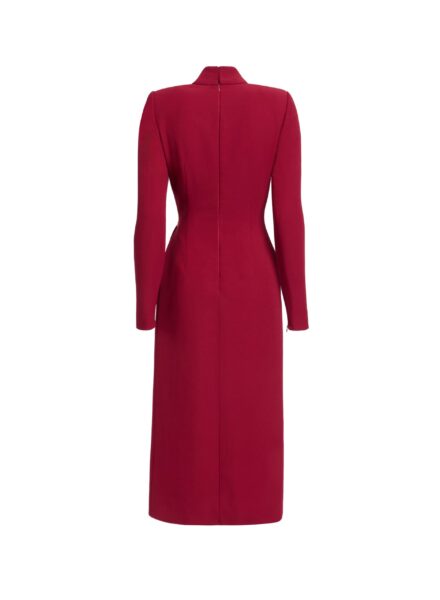 Elie Saab Crytal Embellished Midi Dress in Red featuring Asymmetrical Draped Dress – Luxury Designer Fashion at Luxury Shoes .