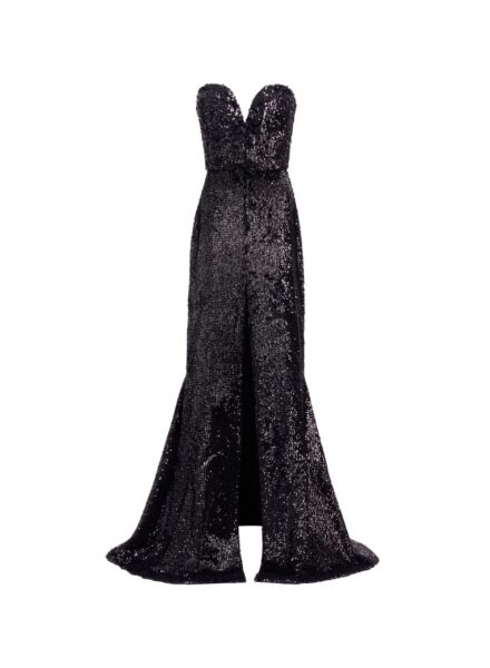 Elie Saab Embellished Sequins Strapless Dress in Black featuring Bow Embellishments – Luxury Designer Fashion at Luxury Shoes .