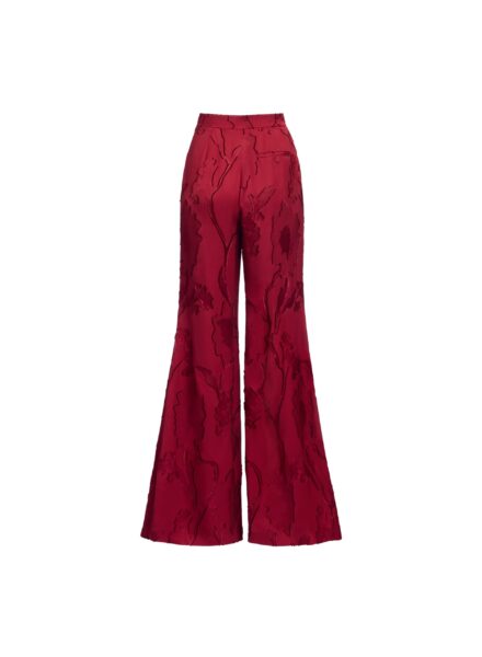 Elie Saab Flared Jacquard Pants in Red featuring High Rise – Luxury Designer Fashion at Luxury Shoes .