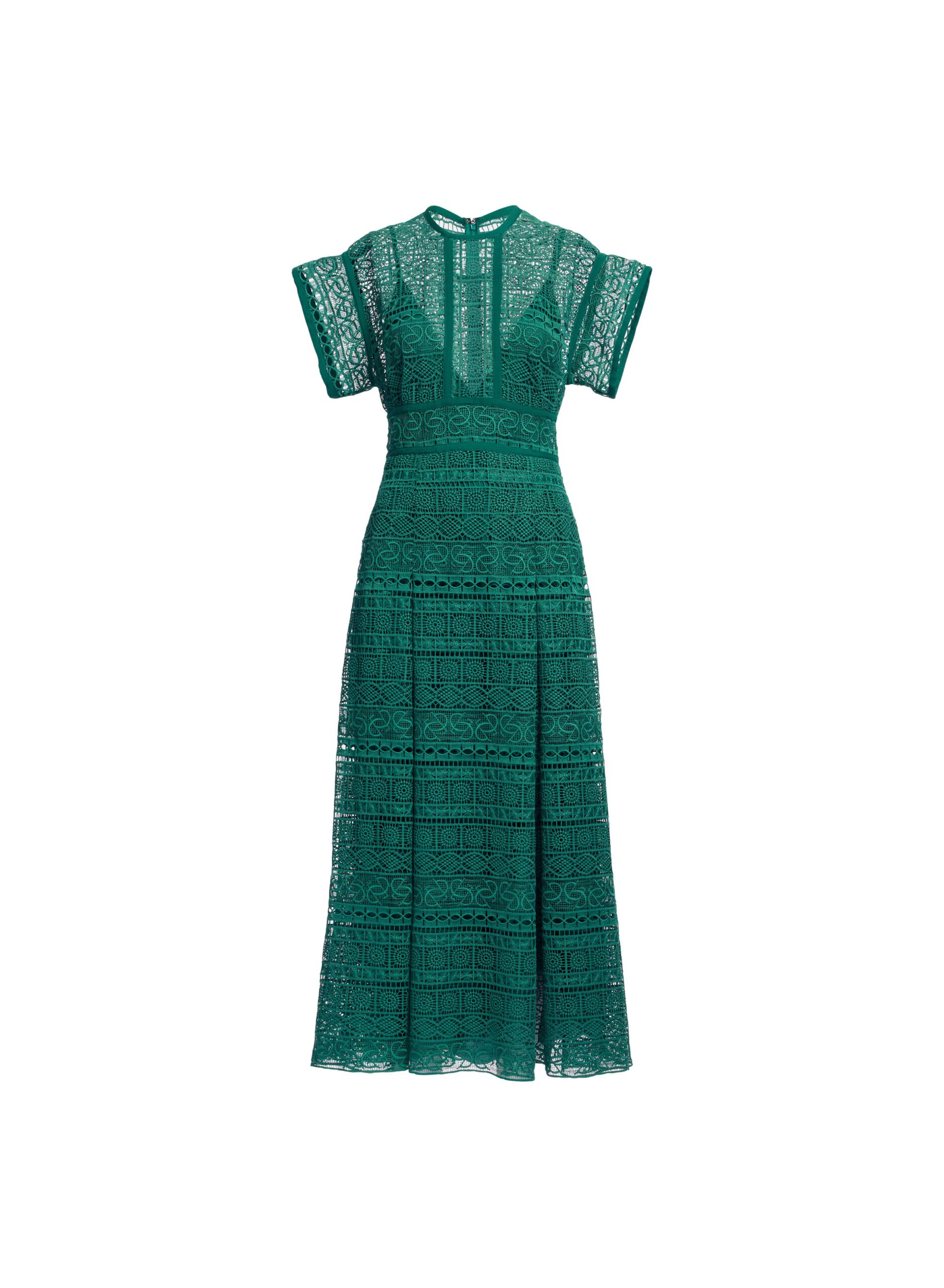 Elie Saab Macramé Midi Dress Elie Saab Macramé Midi Dress in Green featuring Round Neck – Luxury Designer Fashion at Luxury Shoes .