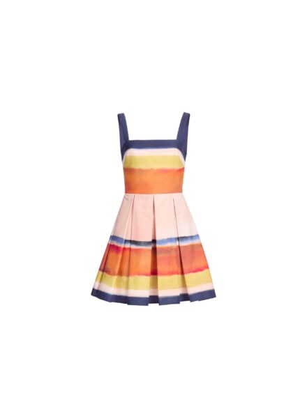 Elie Saab Printed Cotton Short Dress in Multicolour featuring Straight Across Neckline – Luxury Designer Fashion at Luxury Shoes .