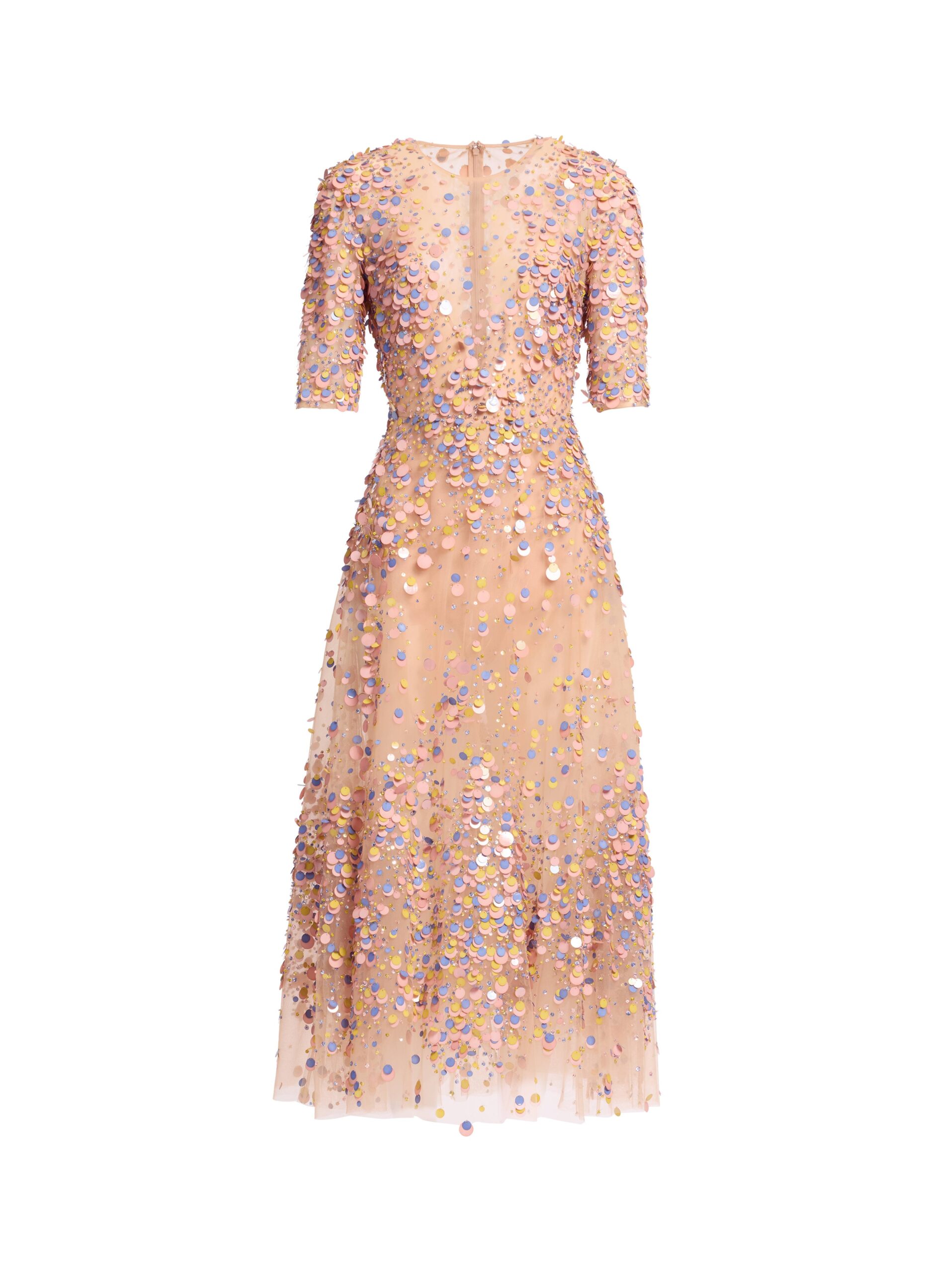 Elie Saab Sequin Embroidered Midi Dress Elie Saab Sequin Embroidered Midi Dress in Pink featuring Multicolored Sequins – Luxury Designer Fashion at Luxury Shoes .