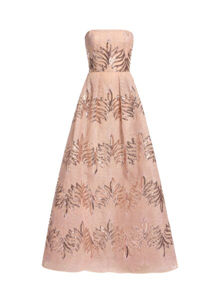 Elie Saab Sequin Embroidered Strapless Gown in Pink featuring Corset Bodice – Luxury Designer Fashion at Luxury Shoes .