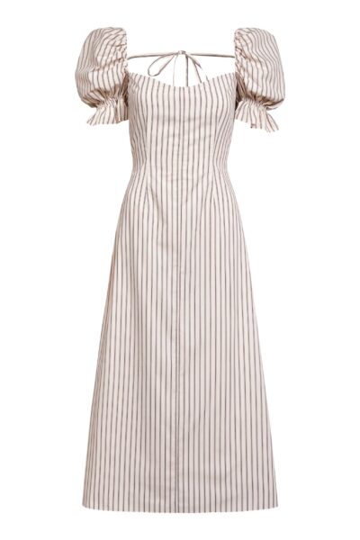 Markarian gown with romantic neckline and structured silhouette