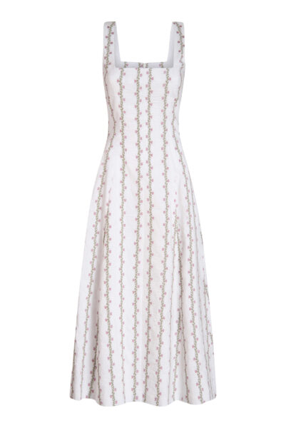 Markarian gown with romantic neckline and structured silhouette